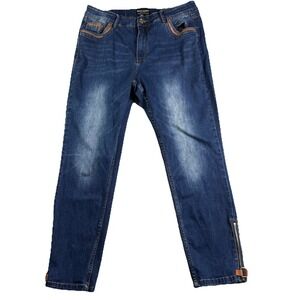 Frank Lyman Jeans Montreal Women 2XL Denim Ankle Zip Leather Buckle Stretch